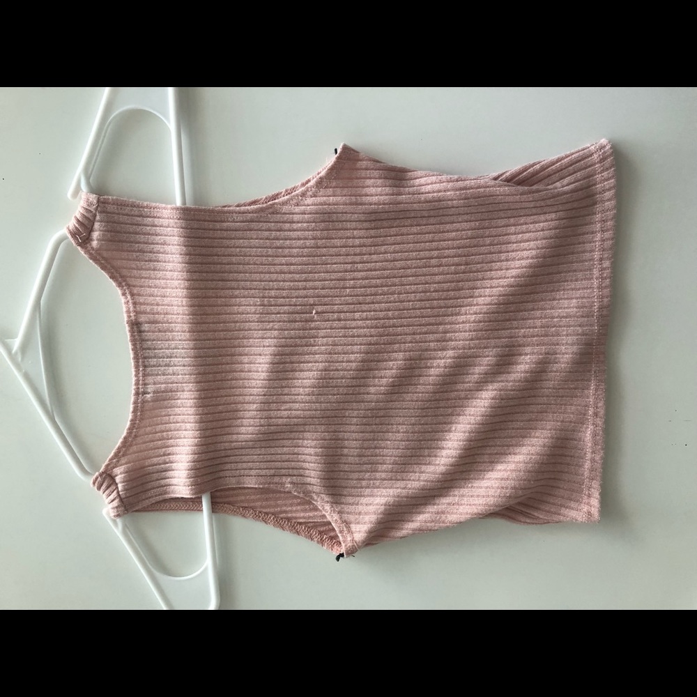 Light Pink Textured Crop Top Tank